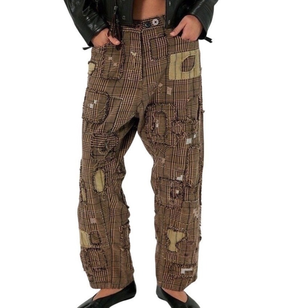 Magnolia Pearl Yarn Dyed Miner Pants 1139 Brown Patchwork Plaid NWT